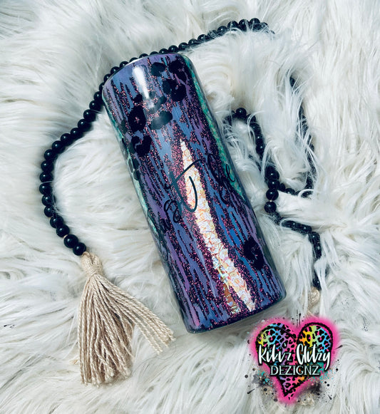 {MTO} Glittered Brushstroke Woodgrain w/Leopard Tumbler