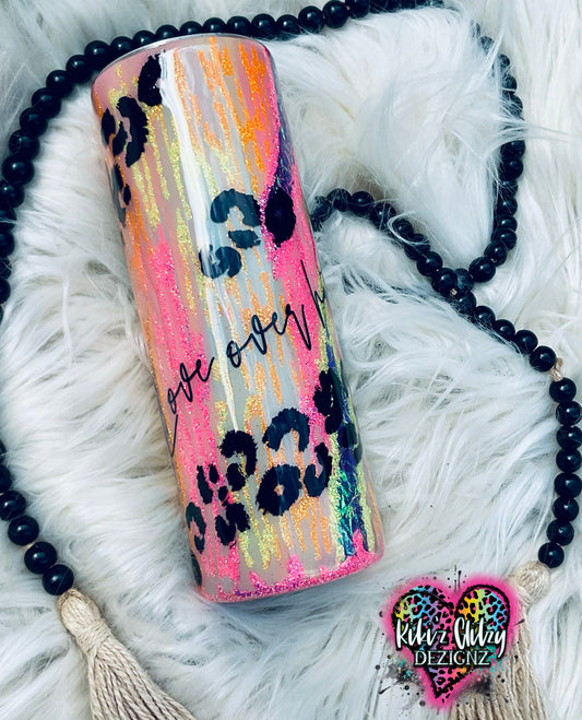 {MTO} Neon Leopard Woodgrain with Quote Tumbler